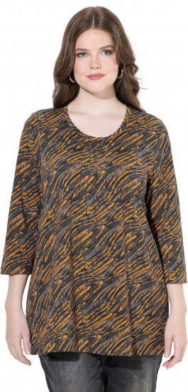 Ulla Popken Graphic Print 3/4 Sleeve Tee Neon Orange - Camisetas estampadas para mujer - 