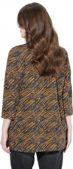 Ulla Popken Graphic Print 3/4 Sleeve Tee Neon Orange - Camisetas estampadas para mujer - 
