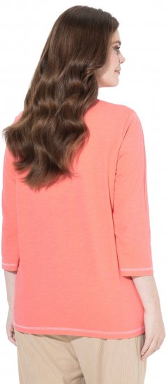 Ulla Popken Make It Amazing 3/4 Sleeve Graphic Tee Coral - Camisetas estampadas para mujer - 