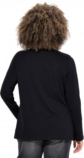 Ulla Popken Holiday Long Sleeve Graphic Tee Black - Camisetas estampadas para mujer - 