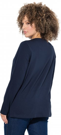 Ulla Popken Holiday Long Sleeve Graphic Tee Navy Blue - Camisetas estampadas para mujer - 