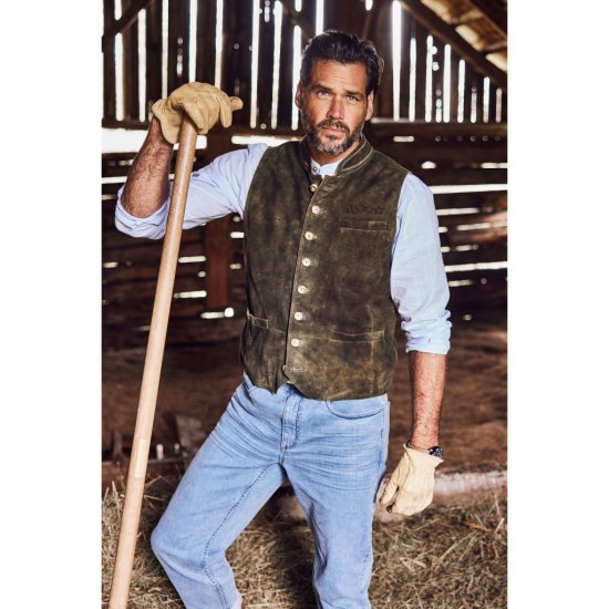 jP1880 Finest Goat Suede Traditional Vest Dark Brown - Trachten & Oktoberfest - Ropa Oktoberfest en tallas grandes (Trachten)