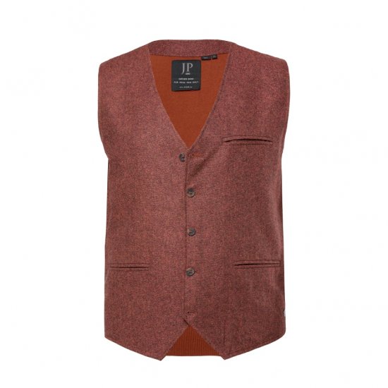 JP1880 Tweed Waistcoat Wool Brick Red - Chalecos - Chalecos en tallas grandes