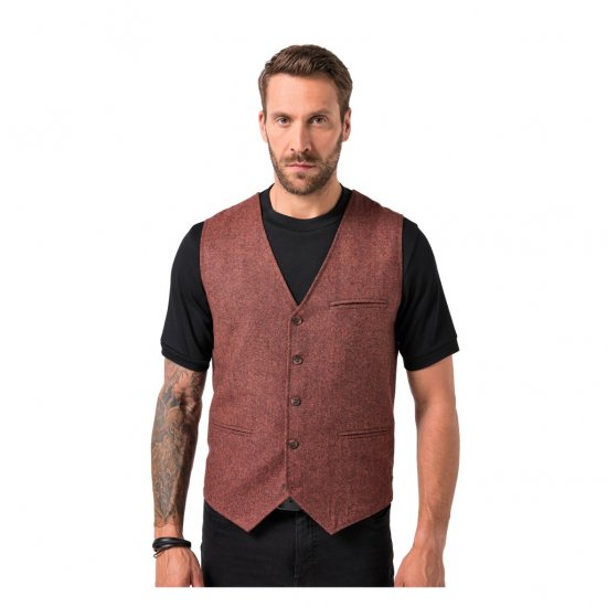 JP1880 Tweed Waistcoat Wool Brick Red - Chalecos - Chalecos en tallas grandes