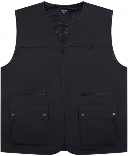 Espionage JT126 Multi Pocket Utility Gilet Black - Chalecos - Chalecos en tallas grandes