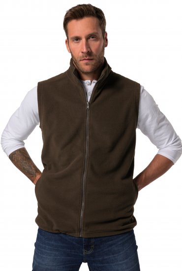 JP1880 Fleece Vest Stand-up Collar Brown - Chaquetas - Chaquetas Tallas Grandes 2XL-8XL