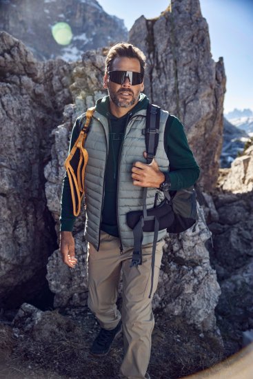 JAY-PI Lightly Quilted Vest with Stomach Fit Grey - Chaquetas - Chaquetas Tallas Grandes 2XL-8XL