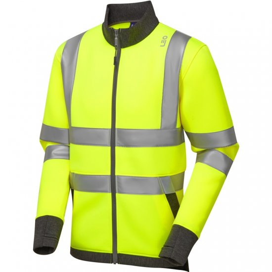 Leo Arganite Ecoviz Zipped Sweatshirt Hi-Vis Yellow - Ropa de trabajo - Ropa de trabajo 3XL-6XL