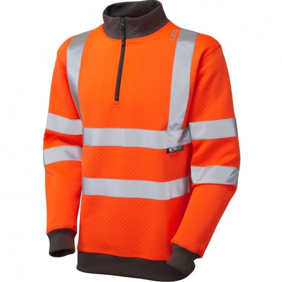 Leo Brynsworthy Ecoviz 1/4 Zip Sweatshirt Hi-Vis Orange - Ropa de trabajo - Ropa de trabajo 3XL-6XL
