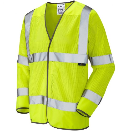 Leo Fremington Ecoviz Mesh Sleeved Waistcoat Hi-Vis Yellow - Ropa de trabajo - Ropa de trabajo 3XL-6XL