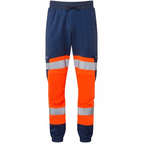 Leo Hawkridge Ecoviz High Performance 4X Stretch Trouser Hi-Vis Orange/Navy Print - Ropa de trabajo - Ropa de trabajo 3XL-6XL