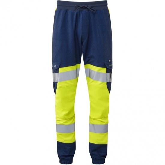 Leo Hawkridge Ecoviz High Performance 4X Stretch Trouser Hi-Vis Yellow/Navy Print - Ropa de trabajo - Ropa de trabajo 3XL-6XL