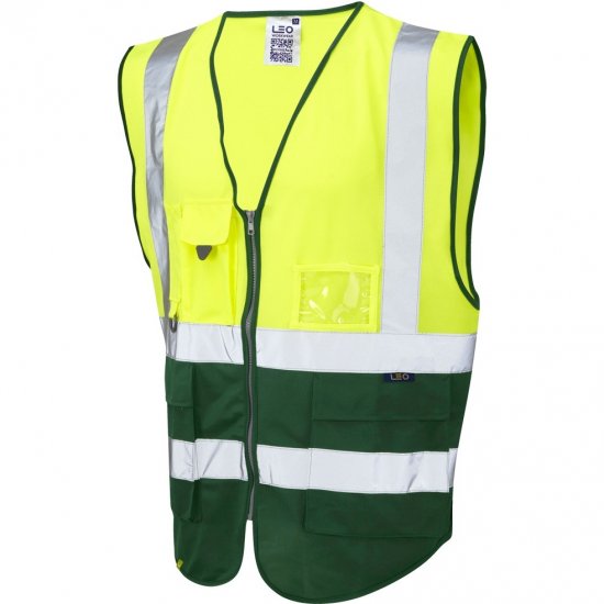 Leo Lynton Ecoviz Superior Waistcoat Hi-Vis Yellow/Green - Ropa de trabajo - Ropa de trabajo 3XL-6XL