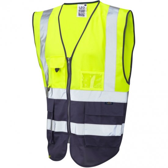Leo Lynton Ecoviz Superior Waistcoat Hi-Vis Yellow/Navy - Ropa de trabajo - Ropa de trabajo 3XL-6XL