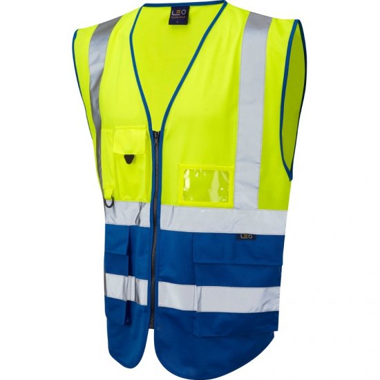 Leo Lynton Ecoviz Superior Waistcoat Hi-Vis Yellow/Royal Blue - Ropa de trabajo - Ropa de trabajo 3XL-6XL
