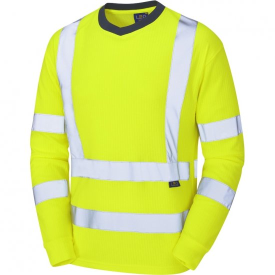 Leo Riverton Ecoviz Comfort Sleeved T-Shirt Hi-Vis Yellow - Ropa de trabajo - Ropa de trabajo 3XL-6XL