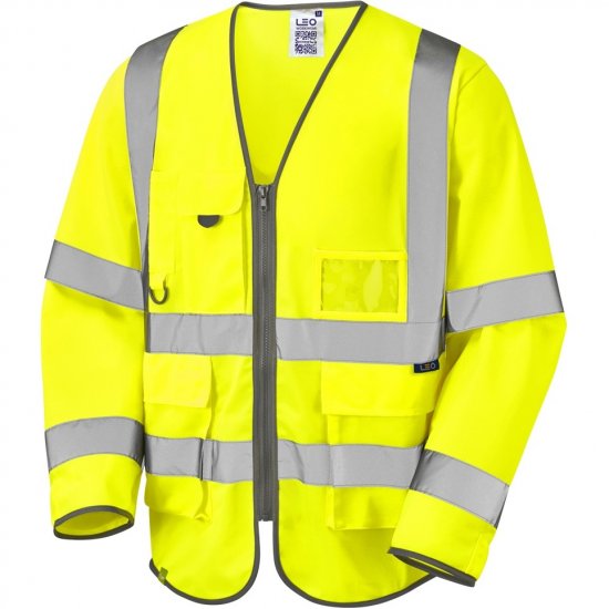 Leo Wrafton Ecoviz Superior Sleeved Waistcoat Hi-Vis Yellow - Ropa de trabajo - Ropa de trabajo 3XL-6XL