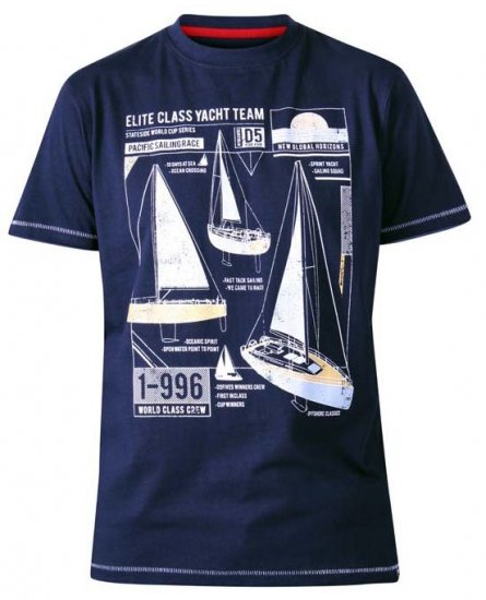 D555 Neville Yacht Team Crew Neck Printed T-Shirt Navy - Camisetas - Camisetas - 2XL-14XL