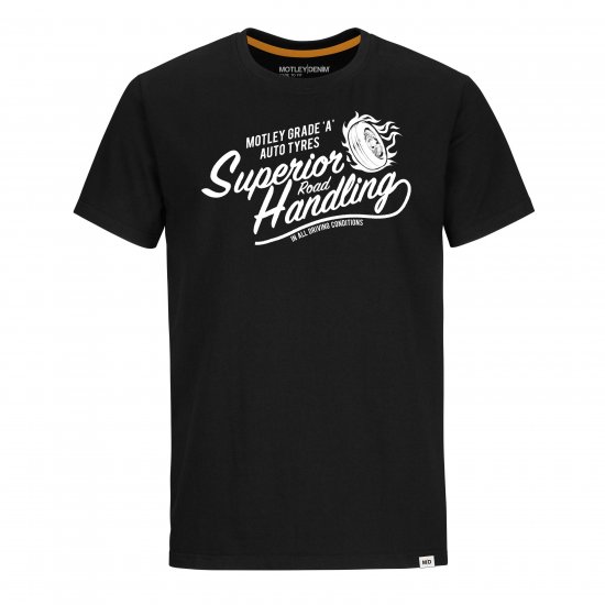 Motley Denim Nottingham T-Shirt White on Black - Camisetas - Camisetas - 2XL-14XL
