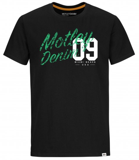 Motley Denim Oxford T-Shirt Green on Black - Camisetas - Camisetas - 2XL-14XL