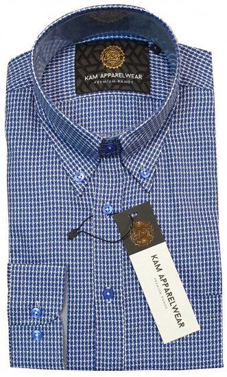 Kam Jeans P001 Long Sleeve Premium Shirt Blue - Camisas - Camisas 2XL-10XL