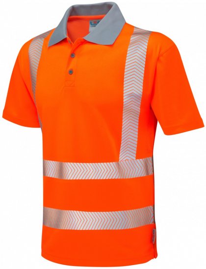 Leo Woolacombe Coolviz Plus Polo Hi-Vis Orange - Ropa de trabajo - Ropa de trabajo 3XL-6XL