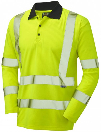 Leo Swimbridge Comfort L/S Polo Shirt Hi-Vis Yellow - Ropa de trabajo - Ropa de trabajo 3XL-6XL