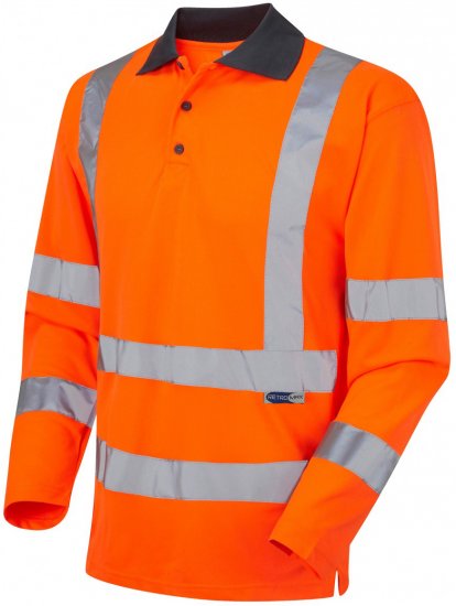Leo Woolsery Coolviz L/S Polo Shirt Hi-Vis Orange - Ropa de trabajo - Ropa de trabajo 3XL-6XL