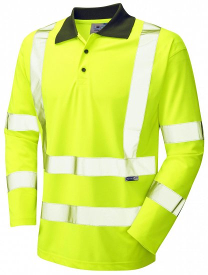 Leo Woolsery Coolviz L/S Polo Shirt Hi-Vis Yellow - Ropa de trabajo - Ropa de trabajo 3XL-6XL