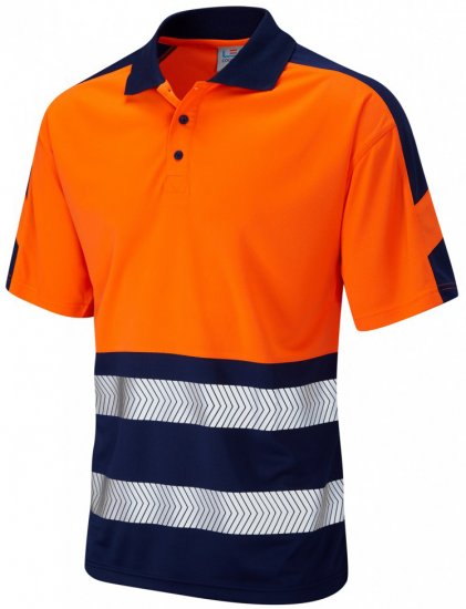 Leo Watersmeet Coolviz Plus Polo Hi-Vis Orange/Navy - Ropa de trabajo - Ropa de trabajo 3XL-6XL