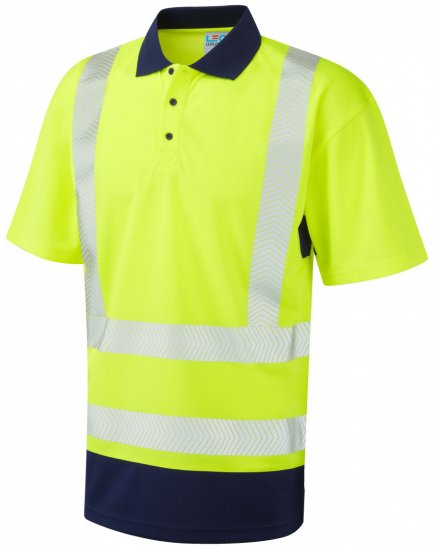 Leo Mortehoe Coolviz Plus Polo Hi-Vis Yellow/Navy - Ropa de trabajo - Ropa de trabajo 3XL-6XL
