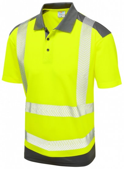 Leo Peppercombe Coolviz Plus Polo Hi-Vis Yellow/Grey - Ropa de trabajo - Ropa de trabajo 3XL-6XL