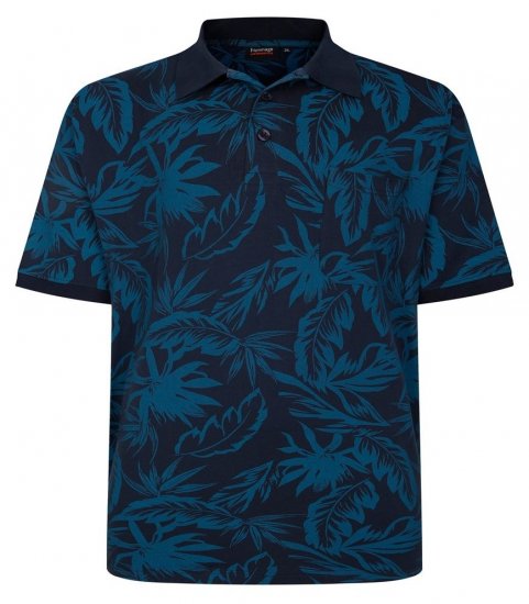 Espionage P222 Polo con estampado de hojas azul marino/teal - Polos - Polos 2XL-8XL