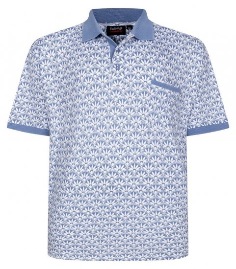 Espionage P231 Polo con estampado geométrico azul/blanco - Polos - Polos 2XL-8XL