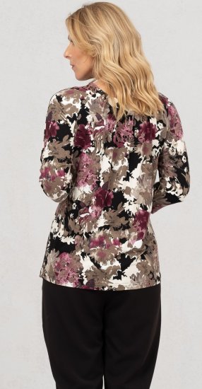 Scandinavian Caramel Flowers Blouse Purple and Brown - Camisetas estampadas para mujer - 