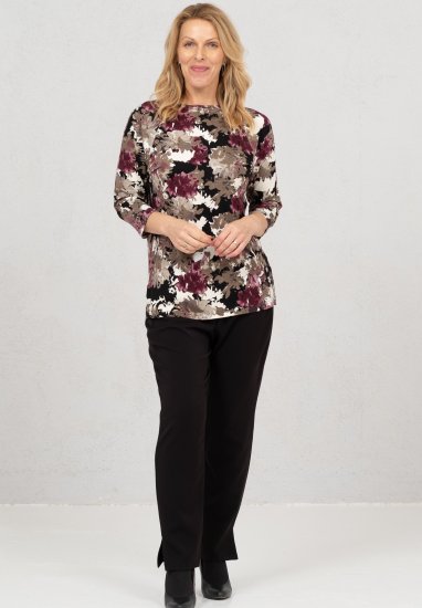 Scandinavian Caramel Flowers Blouse Purple and Brown - Camisetas estampadas para mujer - 