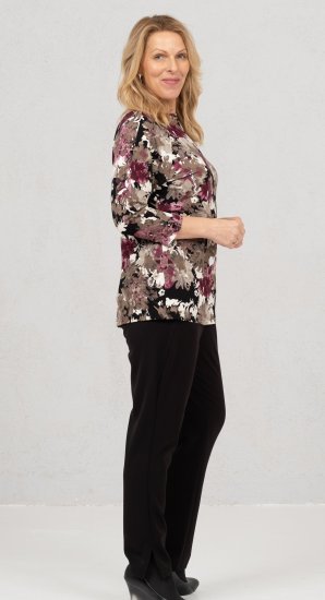 Scandinavian Caramel Flowers Blouse Purple and Brown - Camisetas estampadas para mujer - 
