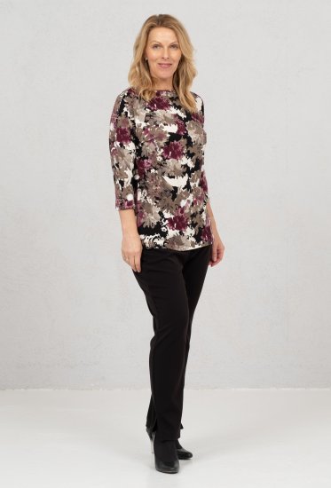 Scandinavian Caramel Flowers Blouse Purple and Brown - Camisetas estampadas para mujer - 