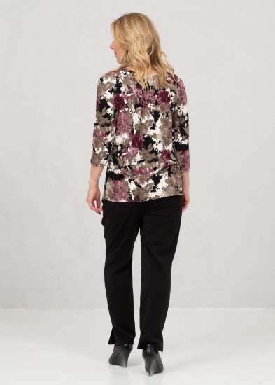 Scandinavian Caramel Flowers Blouse Purple and Brown - Camisetas estampadas para mujer - 