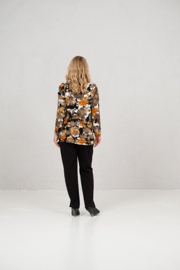 Scandinavian Caramel Flower Petals Tunic Orange and Brown - Camisetas estampadas para mujer - 