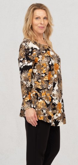 Scandinavian Caramel Flower Petals Tunic Orange and Brown - Camisetas estampadas para mujer - 
