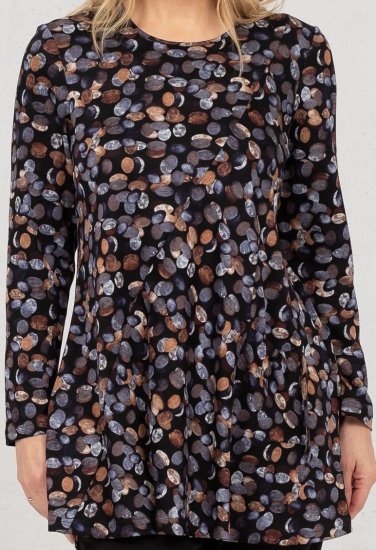 Scandinavian Caramel Flower Petals Tunic Copper and Blue - Camisetas estampadas para mujer - 