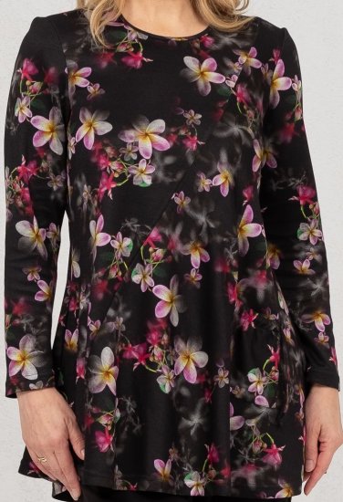Scandinavian Caramel Flowers Tunic Red and Pink - Camisetas estampadas para mujer - 