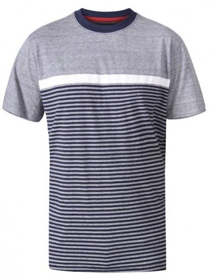 D555 Perkins Crew Neck Cut And Sew Jacquard T-Shirt Navy - Camisetas - Camisetas - 2XL-14XL