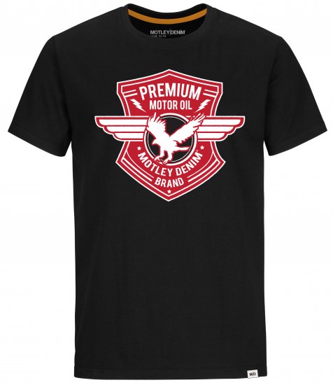 Motley Denim Preston T-shirt Red on Black - Camisetas - Camisetas - 2XL-14XL