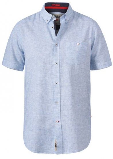 D555 Reid 1 Linen Mix Short Sleeve Shirt Sky Blue - Camisas - Camisas 2XL-10XL