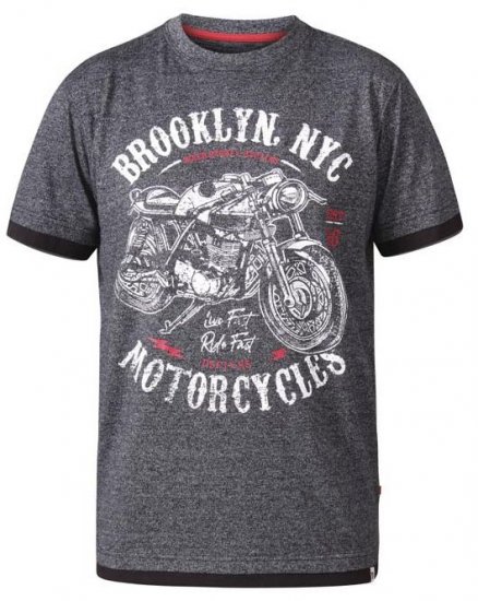 D555 Roman Brooklyn Motorcycles Crew Neck T-Shirt Black Twist - Camisetas - Camisetas - 2XL-14XL