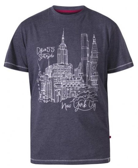 D555 Romford New York City Crew Neck T-Shirt Navy Marl - Camisetas - Camisetas - 2XL-14XL