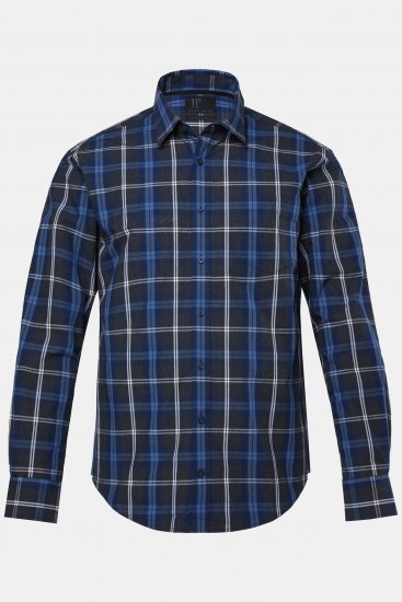 JP1880 Checked Shirt Long Sleeve Kent Collar Anthracite - Camisas - Camisas 2XL-10XL