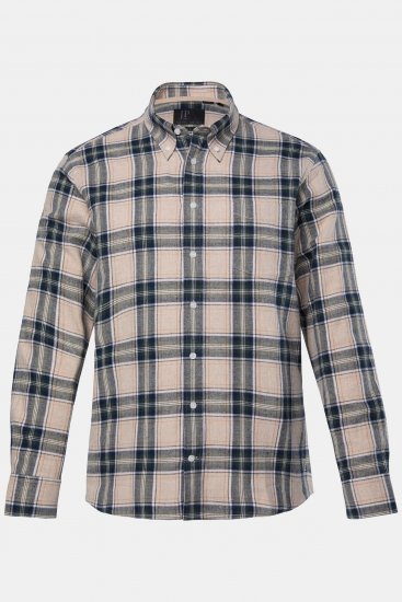 JP1880 Checked Flannel Shirt Long Sleeve Dark Dusty Pink - Camisas - Camisas 2XL-10XL